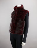 Reversible Mink Vest - Burgundy