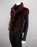 Reversible Mink Vest - Burgundy
