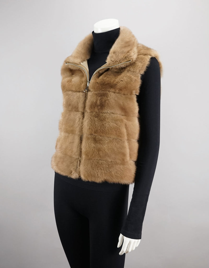 Reversible Mink Vest - Palomino