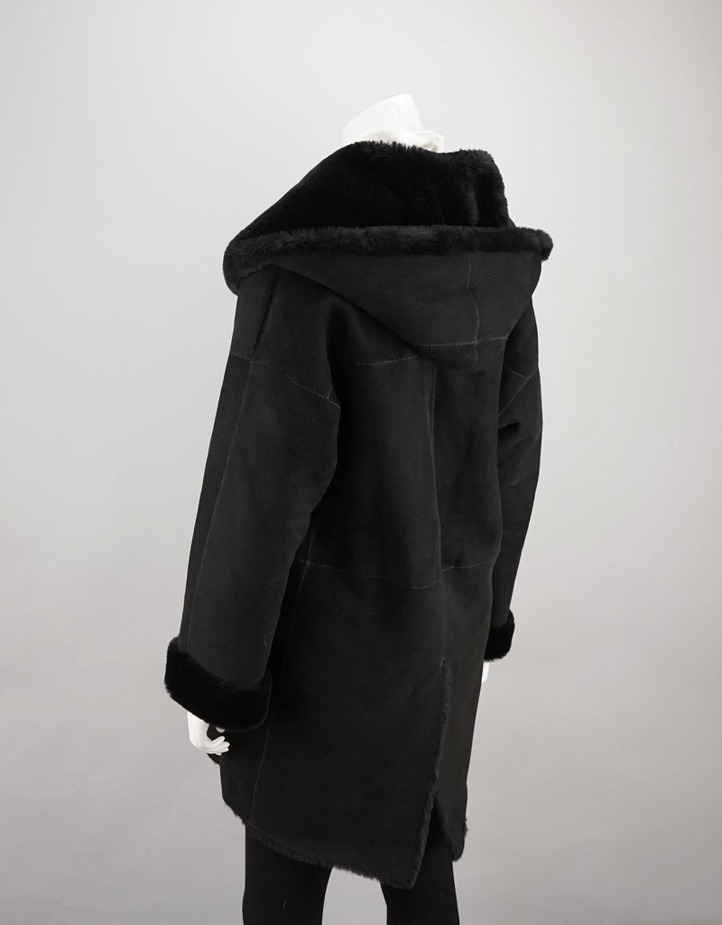 Reversible Sheepskin Coat with Roll Back Shawl Collar
