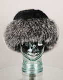 Hand woven Mink hat with Fox Trim - Black Frost