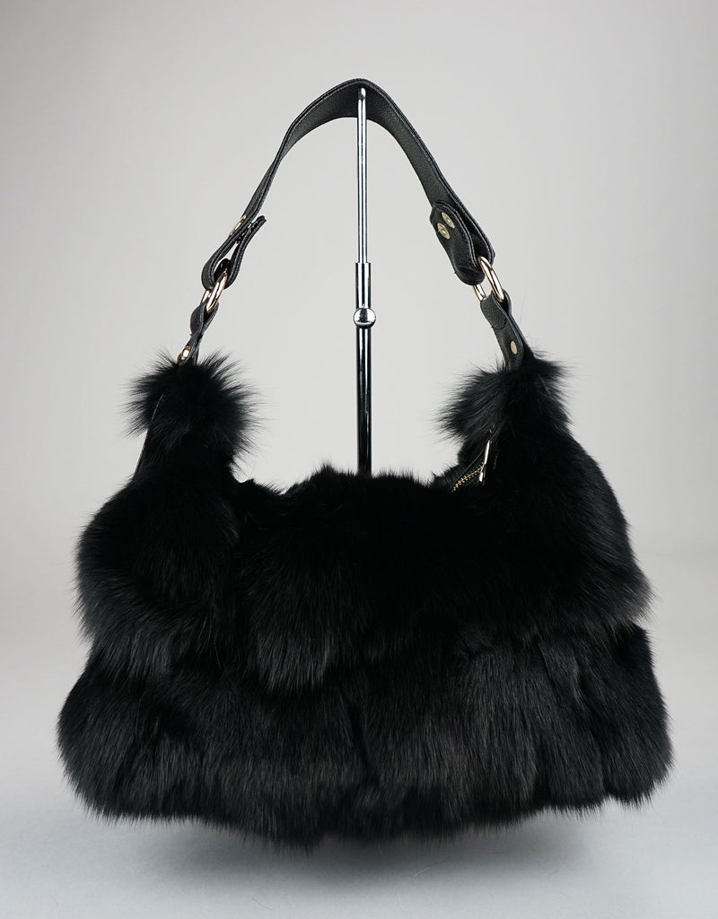 Fox Section Shoulder Bag - Black