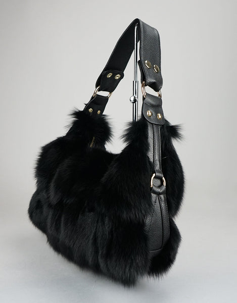Fox Section Shoulder Bag - Black