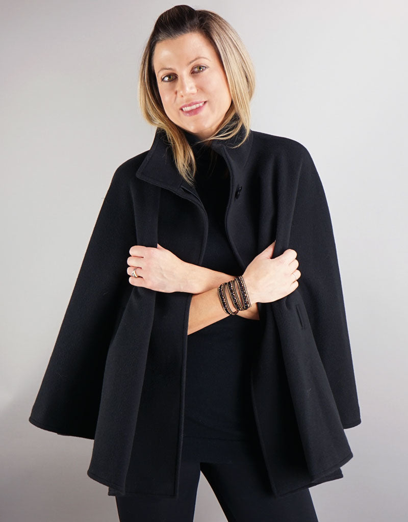 Belted Modern Cape/Jacket - Black