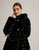 Hooded Reversible Faux Fur Stroller- Black