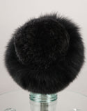 Hand woven Mink hat with Fox Trim - Black