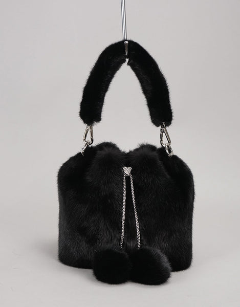 Mink Mini Bucket Bag - Black