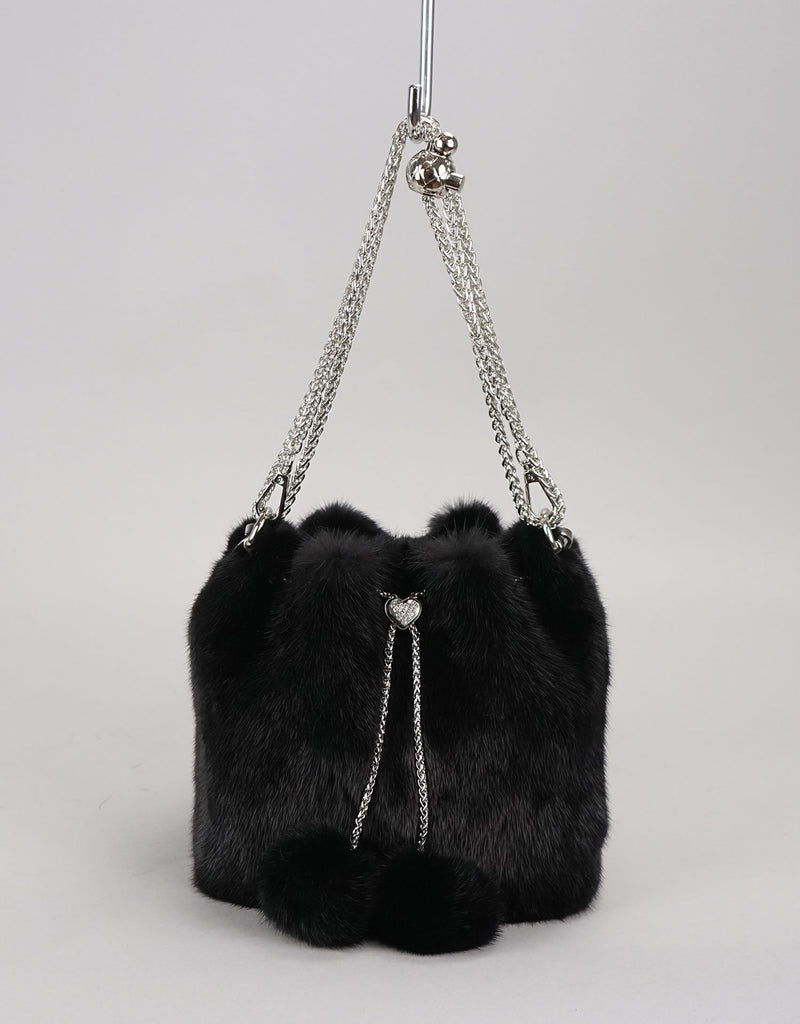 Mink Mini Bucket Bag - Black