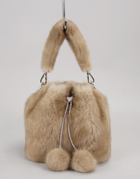 Mink Mini Bucket Bag - Taupe