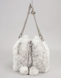 Mink Mini Bucket Bag - White Cross