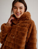 Hooded Reversible Faux Fur Stroller - Caramel Krinkle