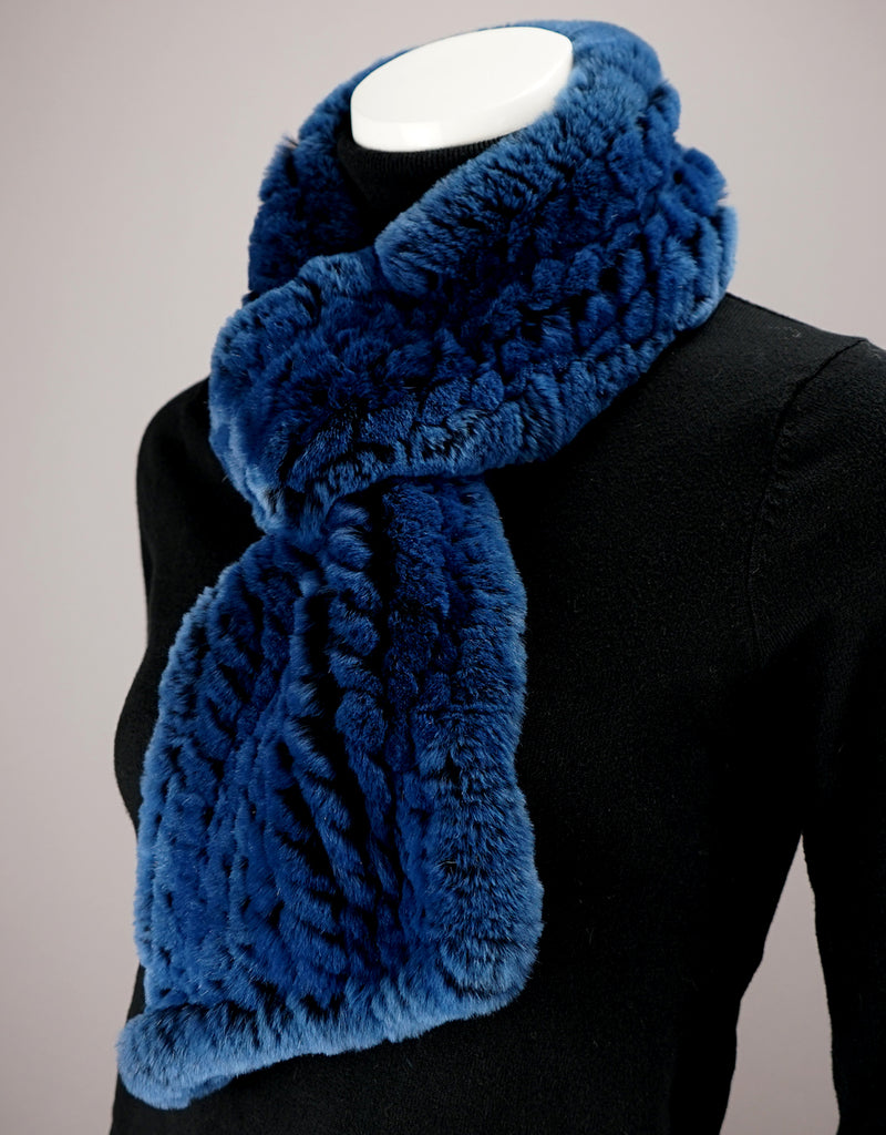Cable Rex Scarf with Loop - True Blue