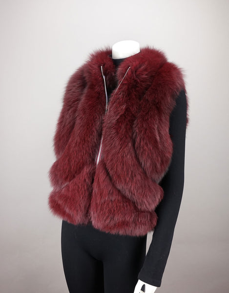 Sporty Fox Zip Vest- Burgundy