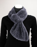 Cable Mink Scarf with Loop - Charcoal