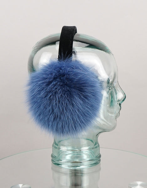 Velvet Band Fur Earmuff- Wedgewood Blue