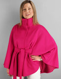 Belted Modern Cape/Jacket - Bright Pink