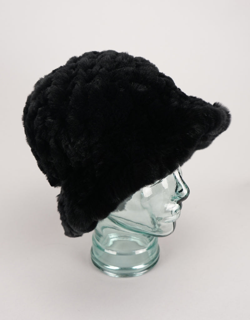 Woven Fur Hat - Black