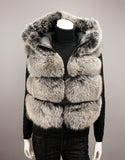 Fox Short Zip Vest with Hood - Black Frost