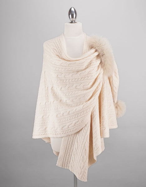 Cable Knit "Pull Thru" Wrap - Pearl