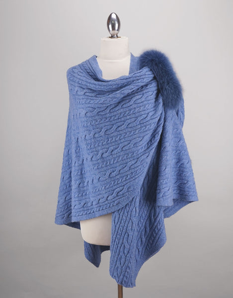 Cable Knit "Pull Thru" Wrap - SkyBlue