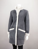 Curly Wool Sheepskin Reversible Carcoat - Denim