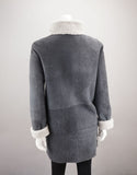 Curly Wool Sheepskin Reversible Carcoat - Denim