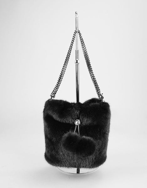 Mini Mink Draw Bag - Black