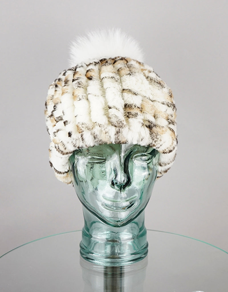 Classic Pom Pom Hat - Cream Animal