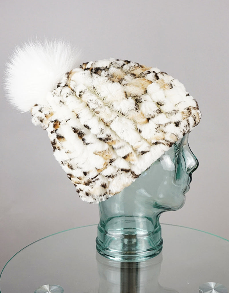 Classic Pom Pom Hat - Cream Animal