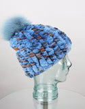 Classic Pom Pom Hat - Blue Animal