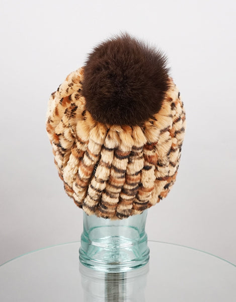 Classic Pom Pom Hat - Brown Animal