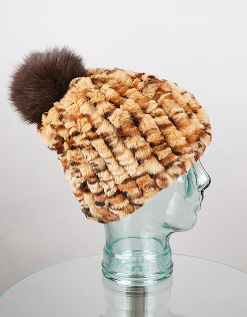 Classic Pom Pom Hat - Brown Animal