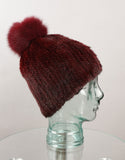 Classic Mink Pom Pom Hat - Burgundy