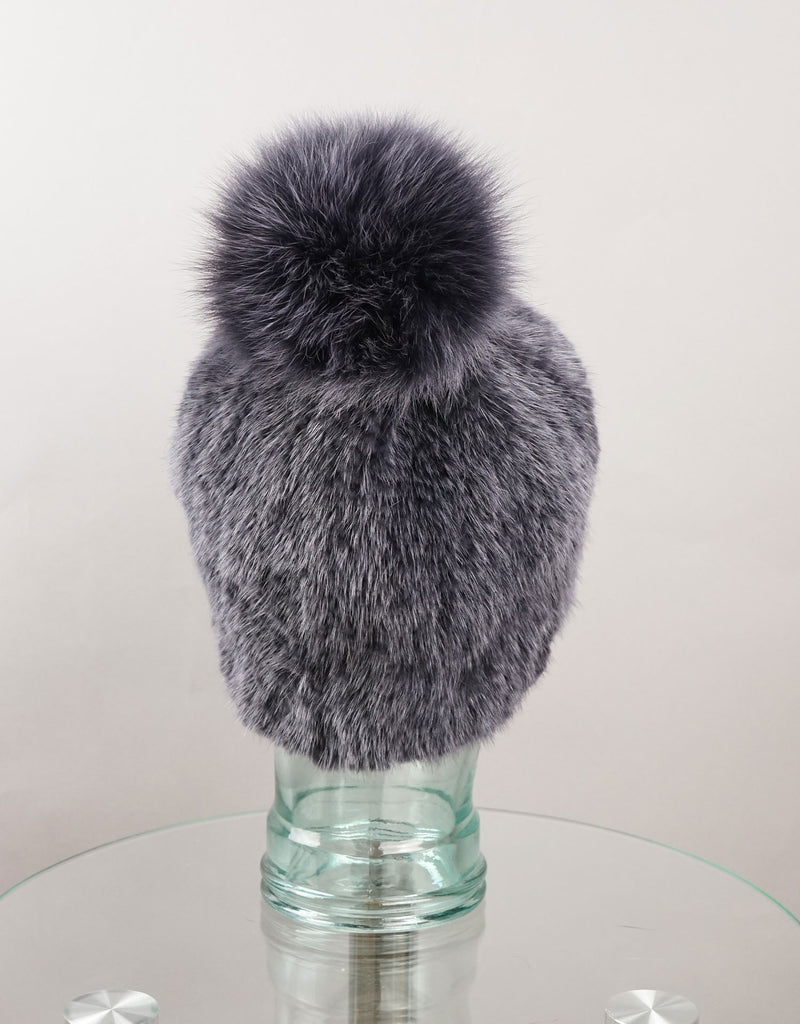 Classic Mink Pom Pom Hat - Charcoal