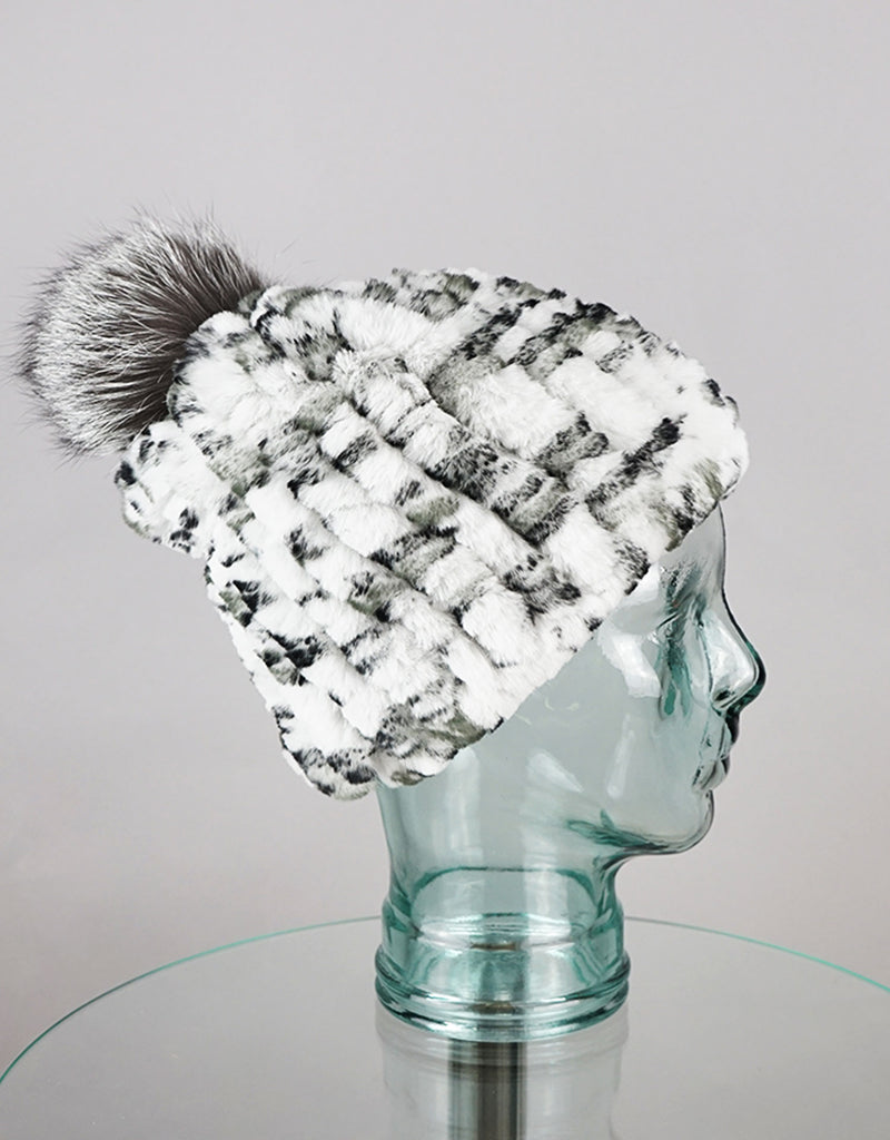 Classic Pom Pom Hat - Grey Animal
