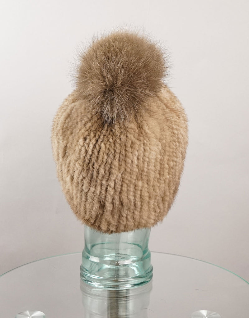 Classic Mink Pom Pom Hat - Sable