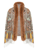 Printed Cashmere Blend Shawl - Brown