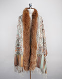 Printed Cashmere Blend Shawl - Brown