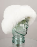 Hand woven Mink hat with Fox Trim - White