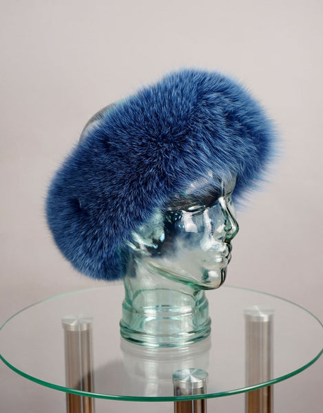 Fur Headband- Wedgewood Blue