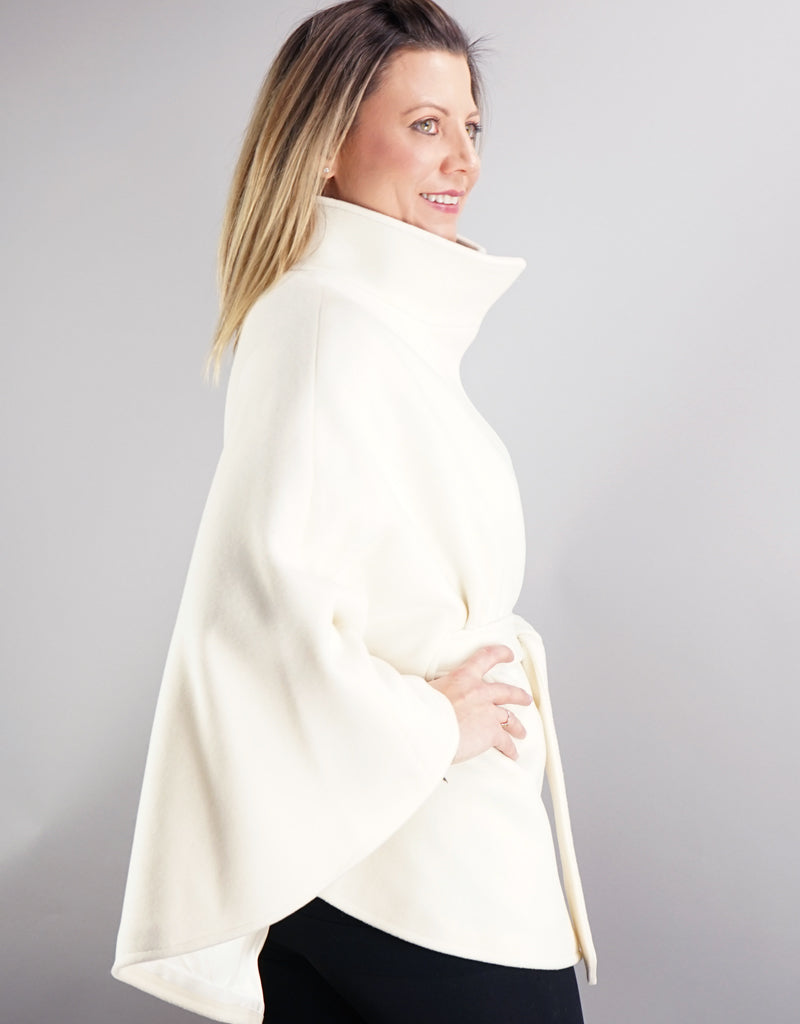 Belted Modern Cape/Jacket - New White