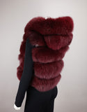 Fox Short Zip Vest with Hood - Burgundy