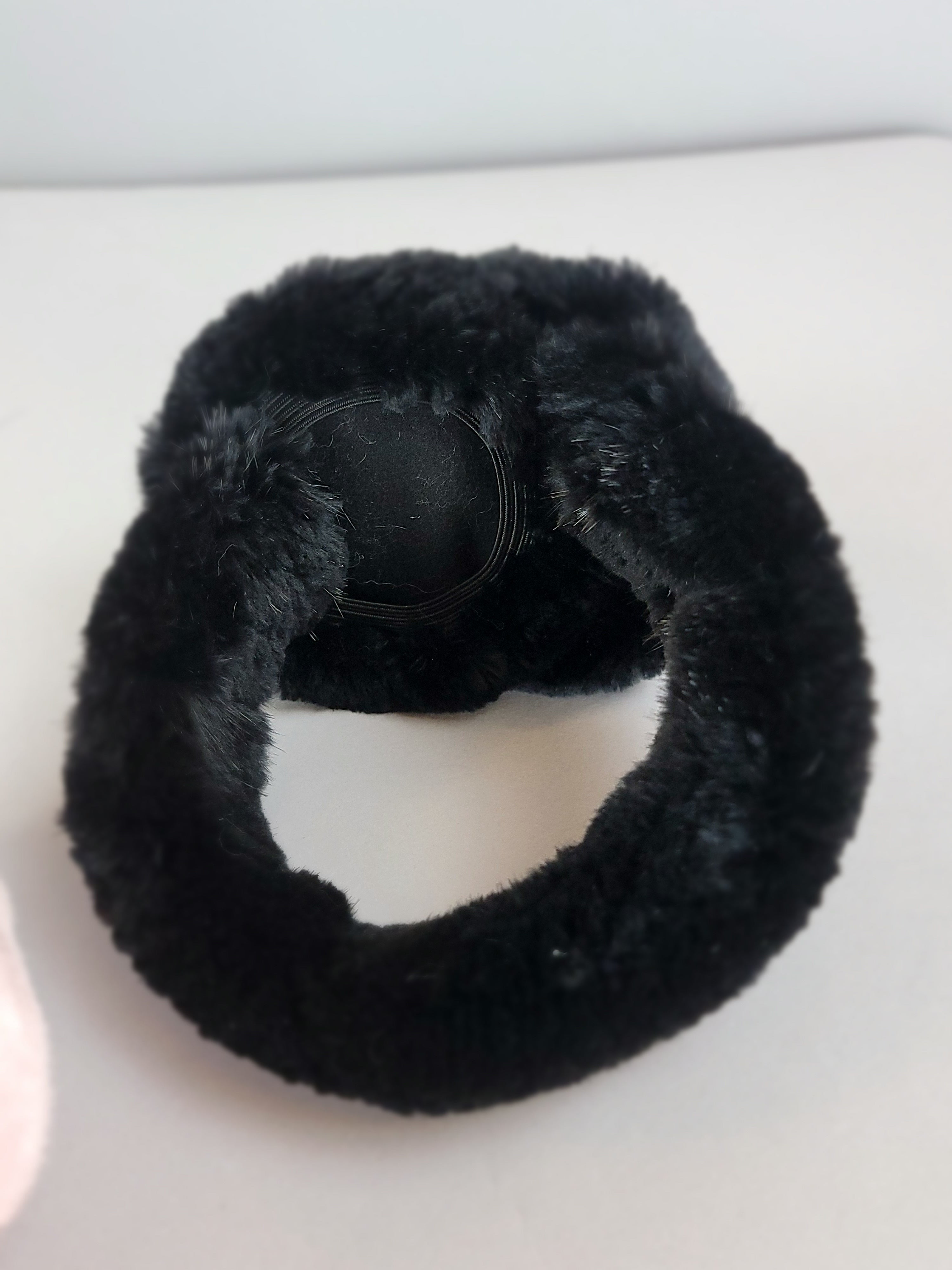 Fur Earmuff Black Snowflake