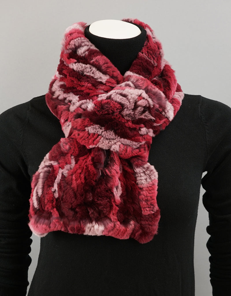 Cable Rex Scarf with Loop - Burgundy Mix