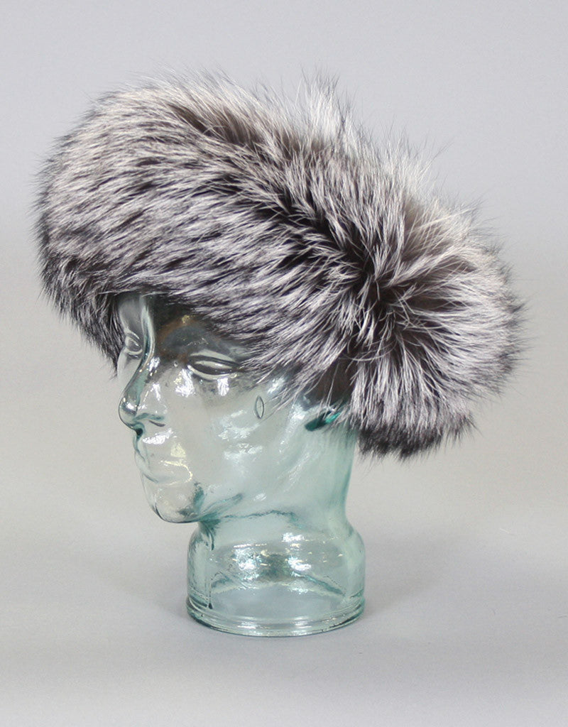 Wide Fur Headband-Silver