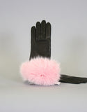 Cashmere lined Fur Trim Glove-Black/ Black Fox