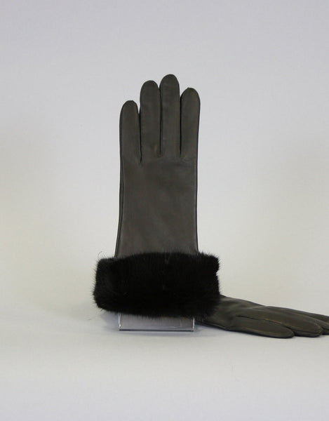 Mink trimmed glove