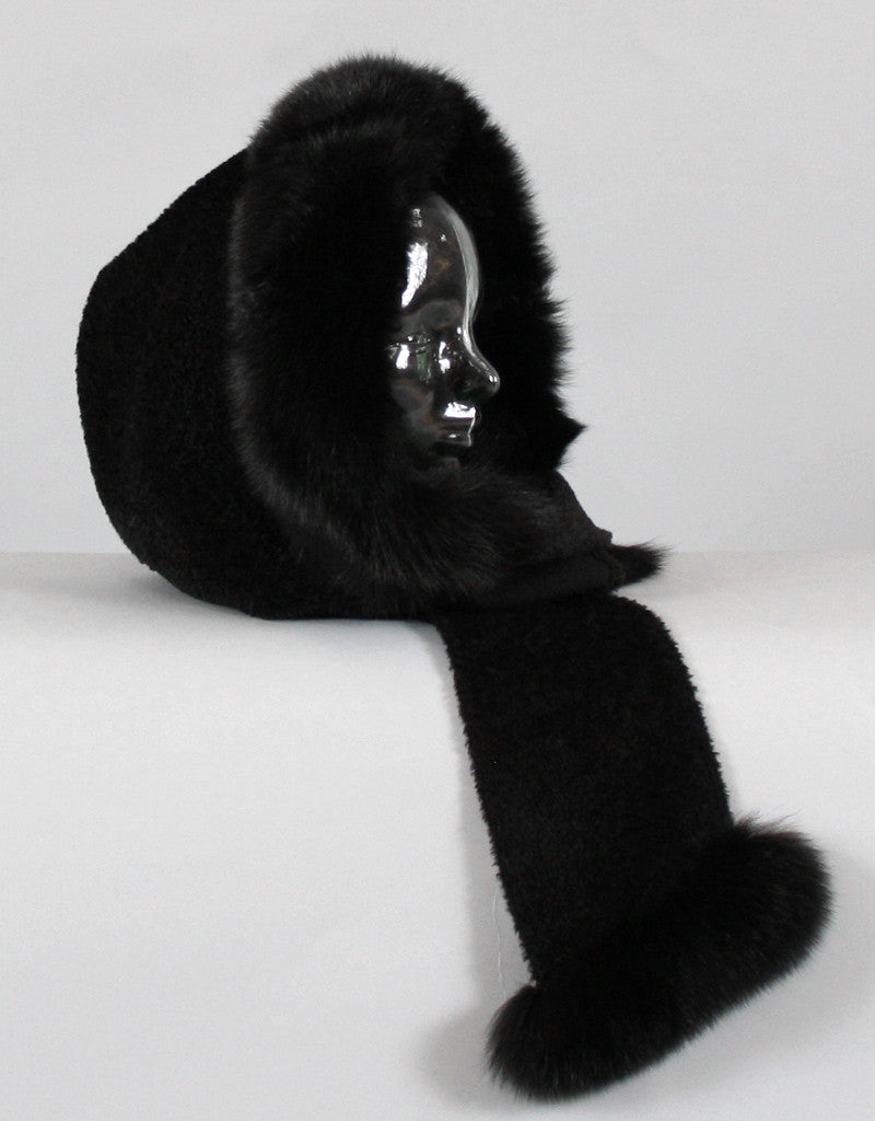 Hood with Fur Trim- Black Crystal