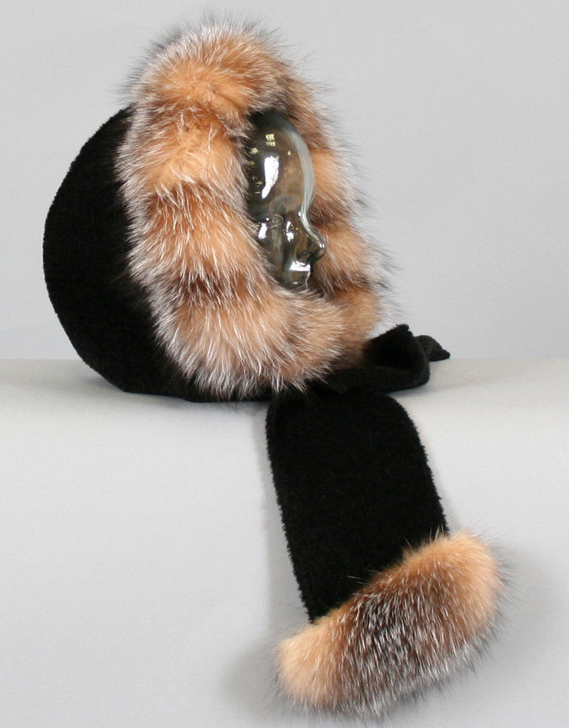 Hood with Fur Trim- Beige Dyed Lynx