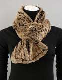 Cable Rex Scarf with Loop - Brown Camel Taupe